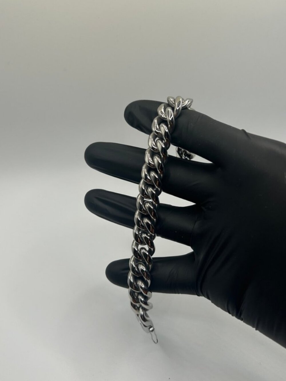 Gift for Him Mens Silver Cuban Bracelet 14mm 8 Inch Solid Waterproof Steel